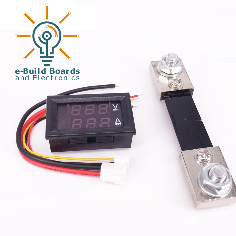 Mini Digital Voltmeter Ammeter Dual Display 0-100V 100A with Shunt